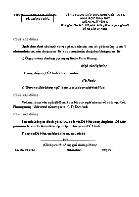 Đề thi giao lưu học sinh giỏi môn Ngữ văn Lớp
