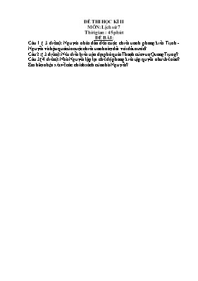 Đề thi học kì 2 môn Lịch sử 7