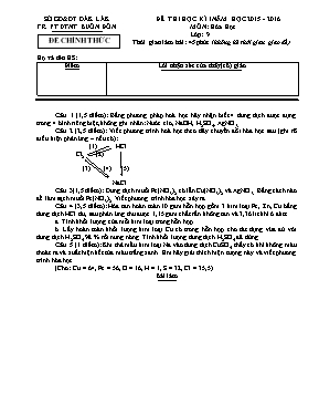 Đề thi học kì I môn Hóa học Lớp 9 - Năm học 2015-2016 - Trường PT DTNT Buôn Đôn