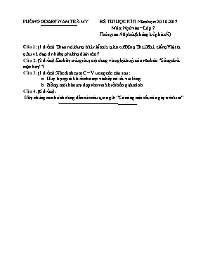 Đề thi học kì II môn Ngữ văn Lớp 7 - Năm học 2016-2017 - Phòng GD & ĐT Nam Trà My (Có đáp án)