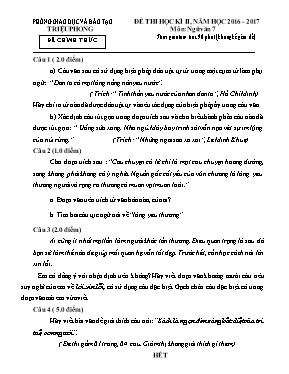 Đề thi học kì II môn Ngữ văn Lớp 7 - Năm học 2016-2017 - Phòng GD & ĐT Triệu Phong (Có đáp án)