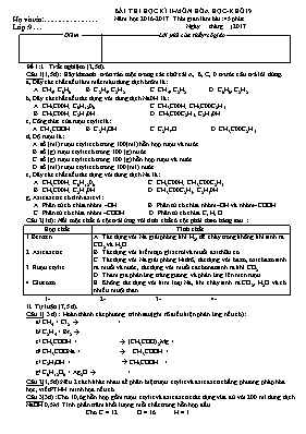 Đề thi học kỳ 2 môn Hóa học Lớp 9 - Năm học 2016-2017 (Có đáp án)