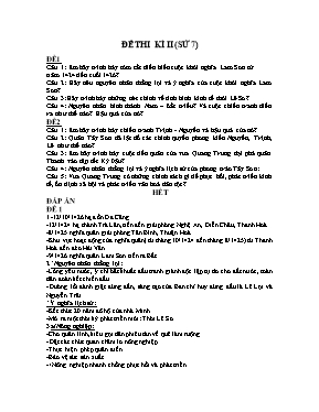 Đề thi học kỳ 2 môn Lịch sử Lớp 7 (Có đáp án)