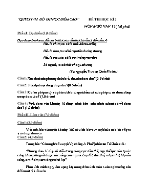 Đề thi học kỳ 2 môn Ngữ văn Lớp 12