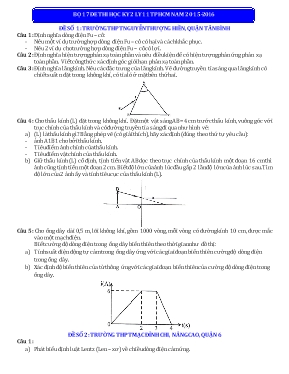 Đề thi học kỳ 2 môn Vật lý Lớp 11