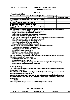 Đề thi học kỳ I môn Giáo dục công dân Lớp 6 -