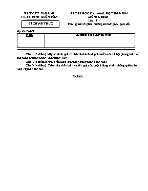 Đề thi học kỳ I môn Lịch sử Lớp 7 - Năm học 2