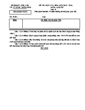 Đề thi học kỳ I môn Lịch sử Lớp 8 - Năm học 2