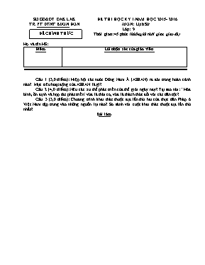 Đề thi học kỳ I môn Lịch sử Lớp 9 - Năm học 2