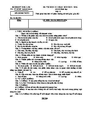 Đề thi học kỳ I môn Sinh học Lớp 6 - Năm học