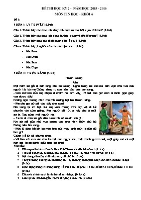 Đề thi học kỳ I môn Tin học Lớp 6 - Đề 1 - Nă