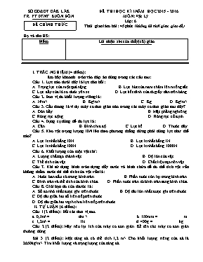 Đề thi học kỳ I môn Vật lý Lớp 6 - Năm học 2015-2016 - Trường PT DTNT Buôn Đôn