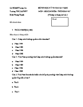 Đề thi học kỳ II môn Giáo dục công dân Lớp 6 - Năm học 2017-2018 - Trường THCS & THPT Bình Phong Thạnh