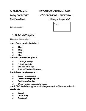 Đề thi học kỳ II môn Giáo dục công dân Lớp 7 - Năm học 2017-2018 - Trường THCS & THPT Bình Phong Thạnh