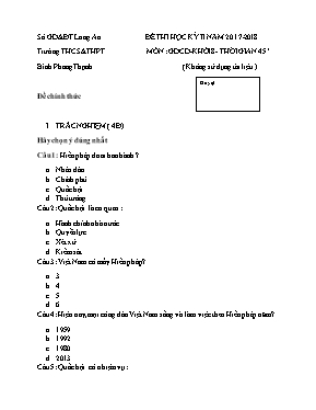 Đề thi học kỳ II môn Giáo dục công dân Lớp 8 - Năm học 2017-2018 - Trường THCS & THPT Bình Phong Thạnh (Có đáp án)