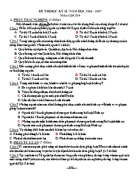 Đề thi học kỳ II môn Giáo dục công dân Lớp 9 