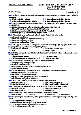Đề thi học kỳ II môn Lịch sử 12 - Mã đề 209 -