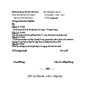 Đề thi học kỳ II môn Lịch sử Lớp 7 - Năm học 