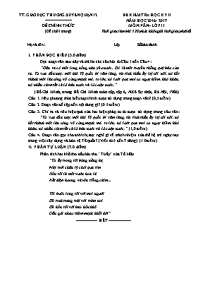 Đề thi học kỳ II môn Ngữ văn Lớp 11 - Đề 1 -