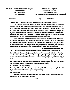 Đề thi học kỳ II môn Ngữ văn Lớp 12 - Đề 4 -