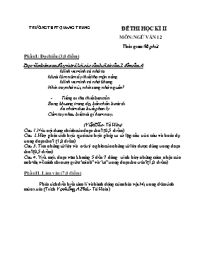 Đề thi học kỳ II môn Ngữ văn Lớp 12 - Trường THPT Quang Trung