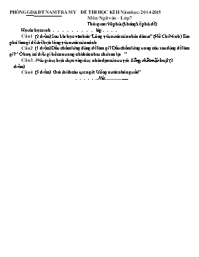 Đề thi học kỳ II môn Ngữ văn Lớp 7 - Năm học
