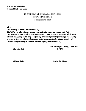 Đề thi học kỳ II môn Sinh học Lớp 6 - Đề 2 -