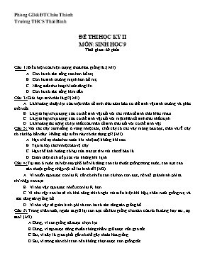 Đề thi học kỳ II môn Sinh học Lớp 9 - Trường THCS Thái Bình