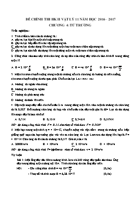 Đề thi học kỳ II môn Vật lý Lớp 11 - Năm học 