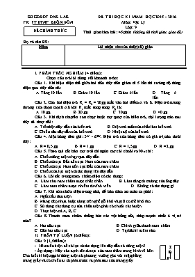Đề thi học kỳ II môn Vật lý Lớp 9 - Năm học 2