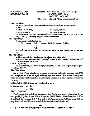 Đề thi học sinh giỏi cấp huyện môn Hóa học Lớ