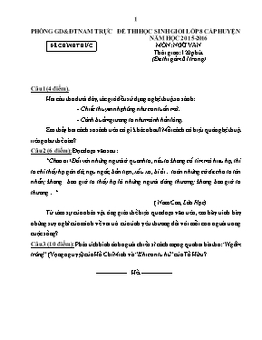 Đề thi học sinh giỏi cấp huyện môn Ngữ văn Lớp 8 - Năm học 2015-2016 - Phòng GD & ĐT Nam Trực (Có đáp án)