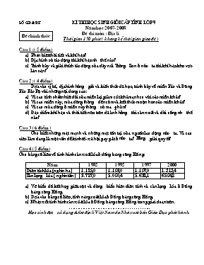 Đề thi học sinh giỏi cấp tỉnh môn Địa lý Lớp 