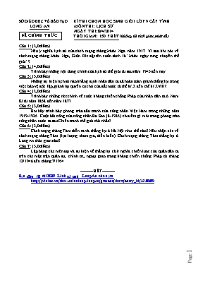 Đề thi học sinh giỏi cấp tỉnh môn Lịch sử Lớp