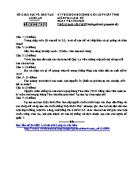 Đề thi học sinh giỏi cấp tỉnh môn Lịch sử Lớp