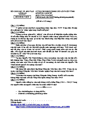 Đề thi học sinh giỏi cấp tỉnh môn Lịch sử Lớp