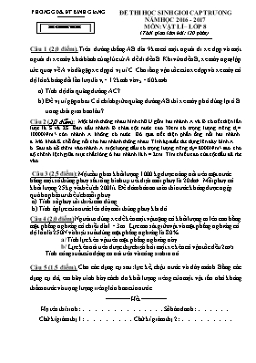 Đề thi học sinh giỏi cấp trường môn Vật lý Lớp 8 - Năm học 2016-2017 - Phòng GD & ĐT Bình Giang (Có đáp án)