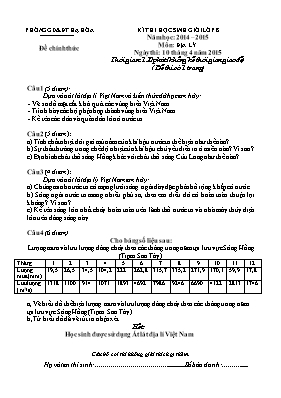 Đề thi học sinh giỏi môn Địa lý Khối 8 - Năm học 2014-2015 - Phòng GD & ĐT Hạ Hòa