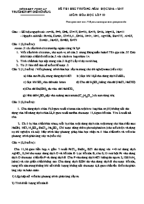 Đề thi học sinh giỏi môn Hóa học Lớp 10 - Năm