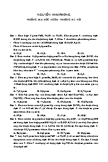 Đề thi học sinh giỏi môn Hóa học Lớp 12 tỉnh Thái Bình năm 2014