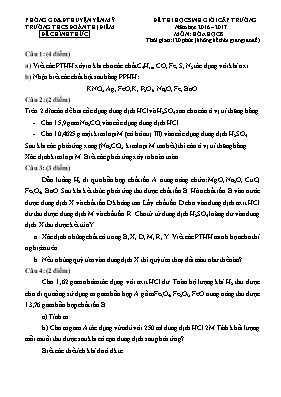 Đề thi học sinh giỏi môn Hóa học Lớp 8 - Năm 