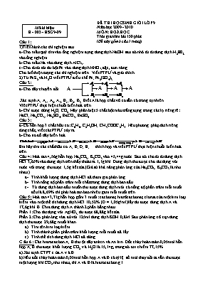 Đề thi học sinh giỏi môn Hóa học Lớp 9 (Có đá