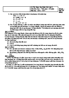 Đề thi học sinh giỏi môn Hóa học Lớp 9 - Năm 