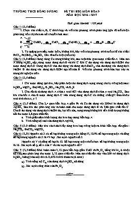 Đề thi học sinh giỏi môn Hóa học Lớp 9 - Năm 