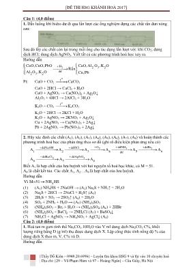 Đề thi học sinh giỏi môn Hóa học Lớp 9 tỉnh K