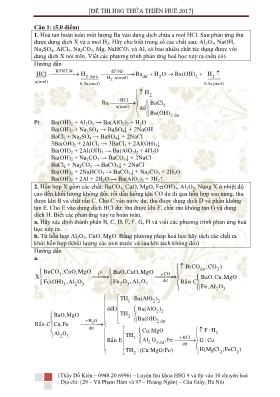 Đề thi học sinh giỏi môn Hóa học Lớp 9 tỉnh T