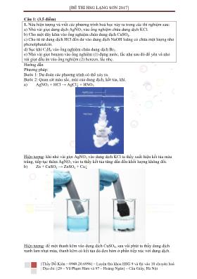 Đề thi học sinh giỏi môn Hóa học tỉnh Lạng Sơ