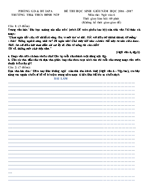 Đề thi học sinh giỏi môn Ngữ văn Lớp 7 - Năm