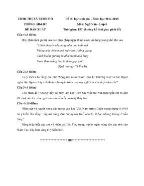 Đề thi học sinh giỏi môn Ngữ văn Lớp 8 - Năm 