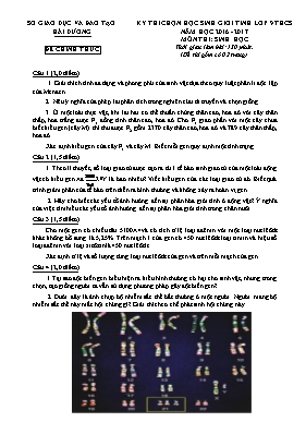 Đề thi học sinh giỏi môn Sinh học Khối 9